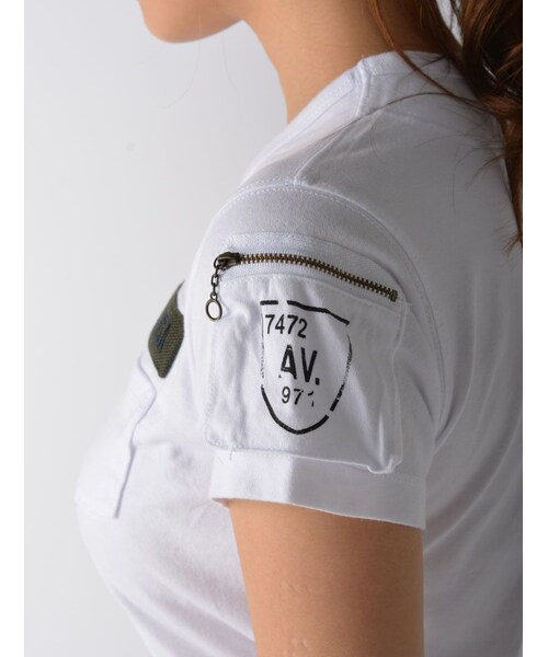 AVIREX(アヴィレックス)の「AVI-L-SS FATIGUE V/N(トップス・レディース・BLK/L/GREY/PINK/WHITE/LEMON・S/M/L)」の7枚目の写真