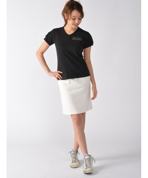 AVIREX(アヴィレックス)の「AVI-L-SS FATIGUE V/N(トップス・レディース・BLK/L/GREY/PINK/WHITE/LEMON・S/M/L)」の9枚目の写真