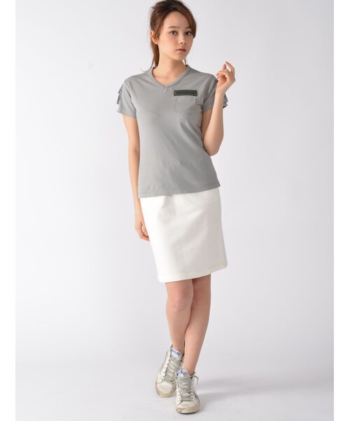 AVIREX(アヴィレックス)の「AVI-L-SS FATIGUE V/N(トップス・レディース・BLK/L/GREY/PINK/WHITE/LEMON・S/M/L)」の16枚目の写真