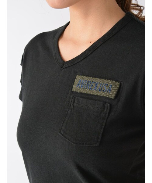 AVIREX(アヴィレックス)の「AVI-L-SS FATIGUE V/N(トップス・レディース・BLK/L/GREY/PINK/WHITE/LEMON・S/M/L)」の12枚目の写真