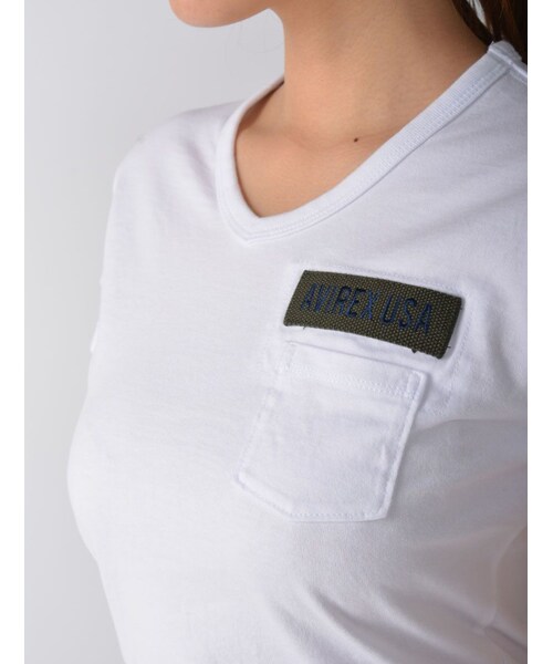 AVIREX(アヴィレックス)の「AVI-L-SS FATIGUE V/N(トップス・レディース・BLK/L/GREY/PINK/WHITE/LEMON・S/M/L)」の6枚目の写真