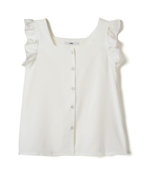 GRL（グレイル）の「袖フリルノースリーブスクエアネックトップス（シャツ/ブラウス・レディース・ブラック/オフホワイト・M）」の2枚目の写真