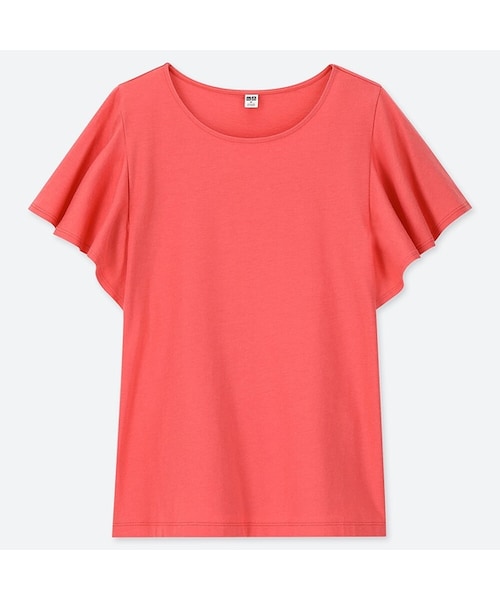 UNIQLO（ユニクロ）の「ラッフルスリーブT（半袖）（Tシャツ/カットソー・レディース・YELLOW 46/LIGHT BLUE 60/BLACK 09/NAVY 69/WHITE 00/BEIGE 31/PINK 12/PINK 10・3XL/XS/S/L/XL/XXL/M）」の7枚目の写真