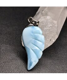 ♡ラリマー 3A の天使の羽 ペンダントトップ♡ Handmade（ハンドメイド）の「天使の羽 高品ラリマー約33×14×5mm