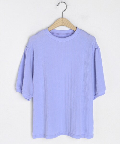 DHOLIC（ディーホリック）の「ハーフパフスリーブTシャツ（Tシャツ/カットソー・レディース・ホワイト/パープル/ブラック・FREE）」の3枚目の写真