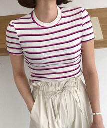 DHOLIC | ツートーンボーダー半袖Tシャツ(Tシャツ/カットソー)