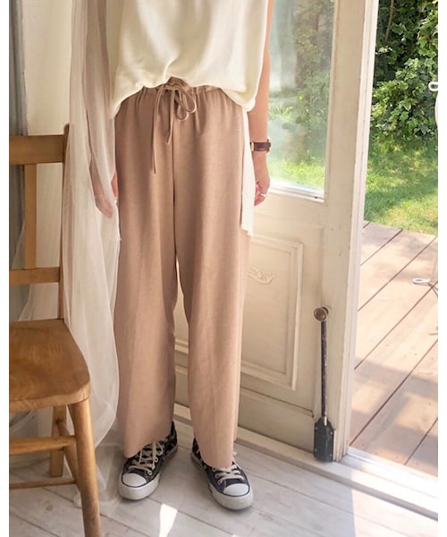 chocomee（チョコミー）の「リブパンツ（その他パンツ・レディース・ブラック/ベージュ・FREE）」の2枚目の写真