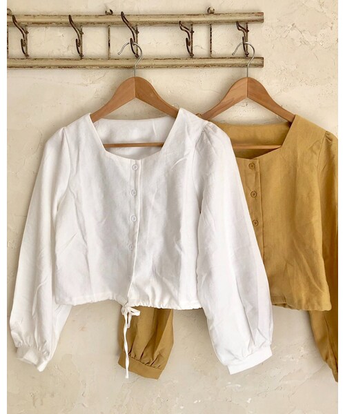 chocomee（チョコミー）の「スクエアネックリボンブラウス（シャツ/ブラウス・レディース・ホワイト/イエロー・FREE）」の2枚目の写真
