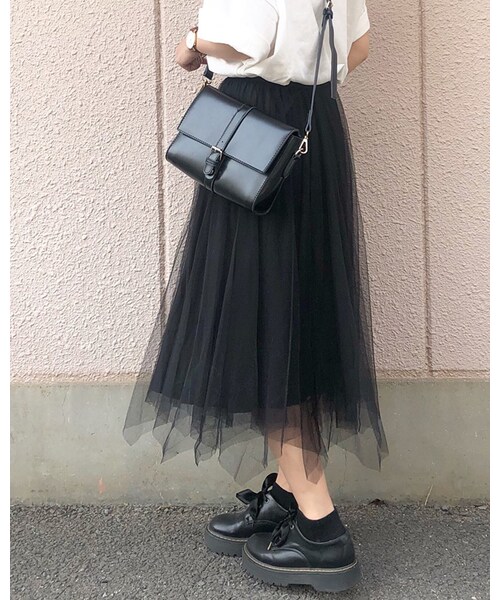 chocomee（チョコミー）の「ランダムチュールスカート（スカート・レディース・ホワイト/ブラック/グレー・FREE）」の2枚目の写真