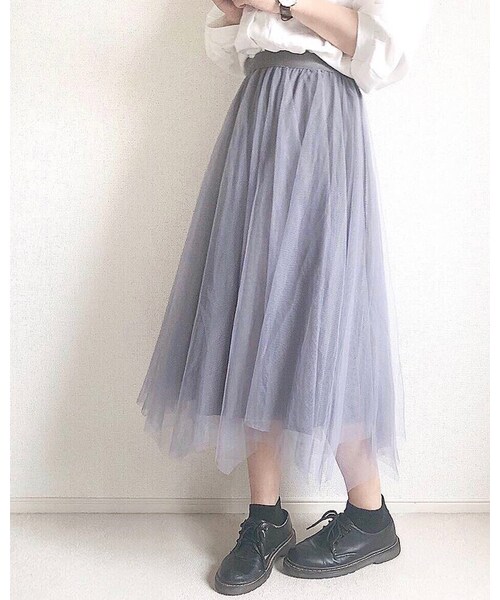 chocomee（チョコミー）の「ランダムチュールスカート（スカート・レディース・ホワイト/ブラック/グレー・FREE）」の3枚目の写真