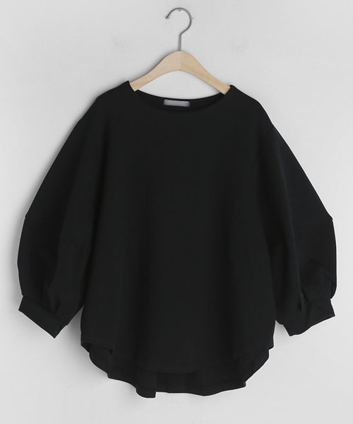 DHOLIC（ディーホリック）の「ボリュームスリーブラウンドヘムTシャツ（Tシャツ/カットソー・レディース・ホワイト/ブラック/ブルー・FREE）」の2枚目の写真