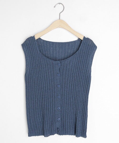 DHOLIC(ディーホリック)の「ボタンリブニットスリーブレス(タンクトップ・レディース・ホワイト/ベージュ/ブラウン/イエロー/ブラック/ブルー・FREE)」の5枚目の写真