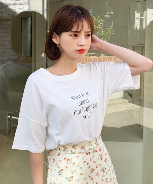 DHOLIC（ディーホリック）の「ハーフスリーブレタリングTシャツ（Tシャツ/カットソー・レディース・ブラウン/ピンク/ホワイト/ベージュ・FREE）」の2枚目の写真