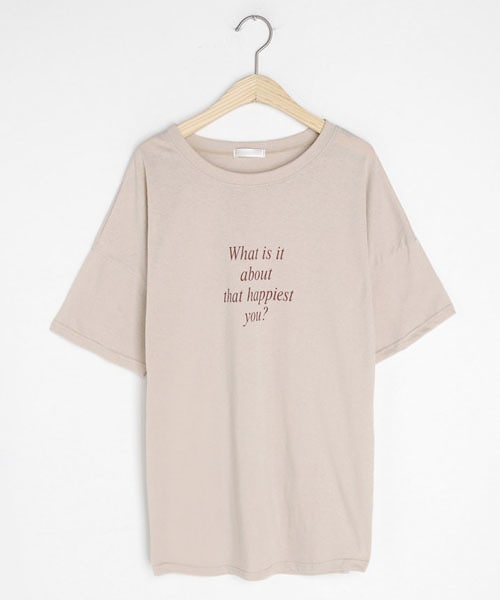 DHOLIC（ディーホリック）の「ハーフスリーブレタリングTシャツ（Tシャツ/カットソー・レディース・ブラウン/ピンク/ホワイト/ベージュ・FREE）」の3枚目の写真