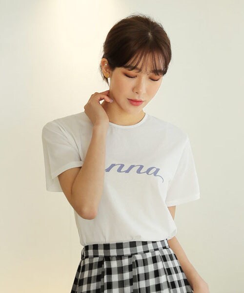 DHOLIC(ディーホリック)の「Anna半袖Tシャツ(Tシャツ/カットソー・レディース・ホワイト/ピンク/ブラック・FREE)」の1枚目の写真