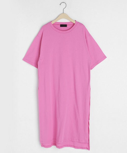 DHOLIC（ディーホリック）の「ディープスリットロングTシャツ（Tシャツ/カットソー・レディース・ホワイト/ピンク/ベージュ/ブルー/グリーン/ブラック・FREE）」の6枚目の写真