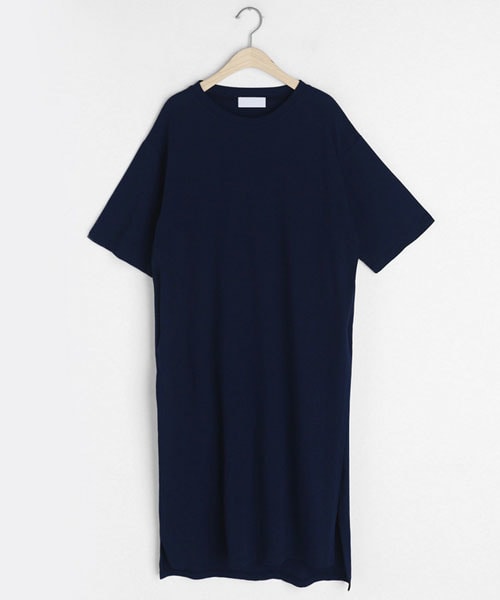 DHOLIC（ディーホリック）の「ディープスリットロングTシャツ（Tシャツ/カットソー・レディース・ホワイト/ピンク/ベージュ/ブルー/グリーン/ブラック・FREE）」の5枚目の写真