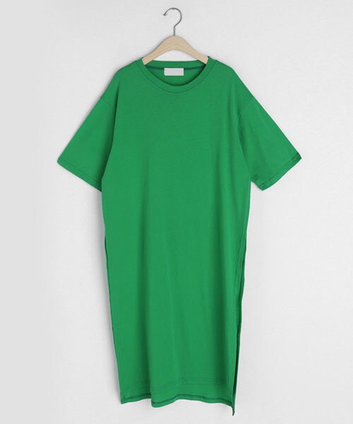 DHOLIC（ディーホリック）の「ディープスリットロングTシャツ（Tシャツ/カットソー・レディース・ホワイト/ピンク/ベージュ/ブルー/グリーン/ブラック・FREE）」の4枚目の写真