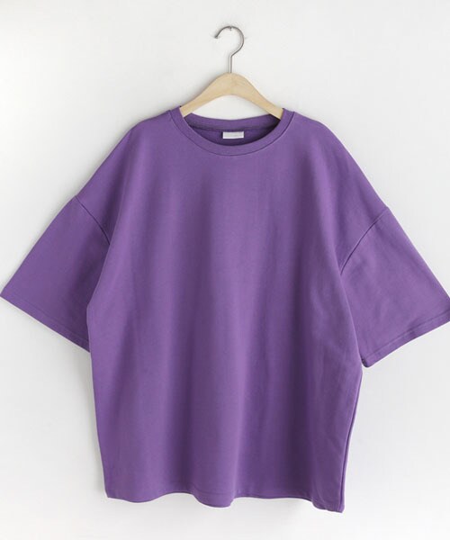 DHOLIC（ディーホリック）の「ボクシーハーフスリーブコットンTシャツ（Tシャツ/カットソー・レディース・ベージュ/グレー/イエロー/パープル・FREE）」の3枚目の写真