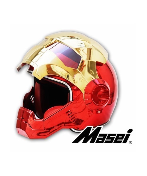 赤 フルフェイス アイアンマンタイプ ヘルメット L(59-60cm)