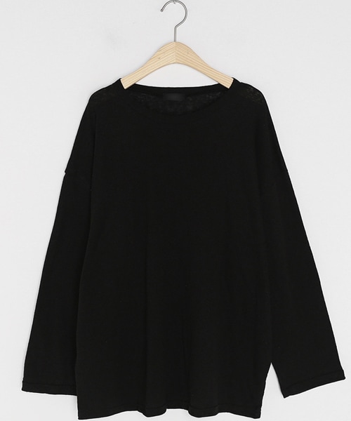 DHOLIC（ディーホリック）の「ラグランスリーブリネン混Tシャツ（Tシャツ/カットソー・レディース・ホワイト/ベージュ/ブラック/ブラウン・FREE）」の2枚目の写真