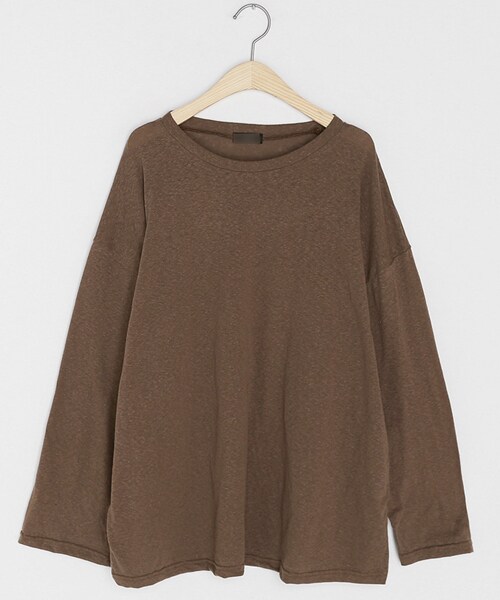 DHOLIC（ディーホリック）の「ラグランスリーブリネン混Tシャツ（Tシャツ/カットソー・レディース・ホワイト/ベージュ/ブラック/ブラウン・FREE）」の3枚目の写真