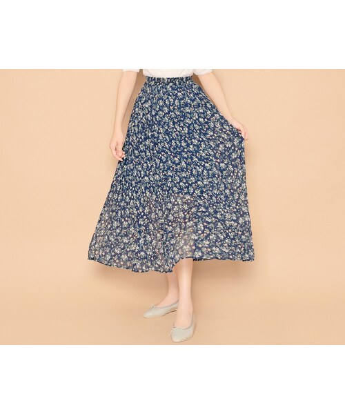 HOTPING（ホッピン）の「フラワープリーツロングスカート（スカート・レディース・Pink/White/Blue・フリーサイズ）」の3枚目の写真