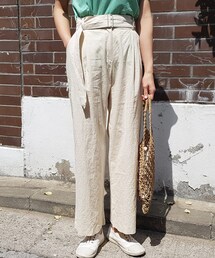 DHOLIC | リネン混ベルトSETワイドパンツ(その他パンツ)