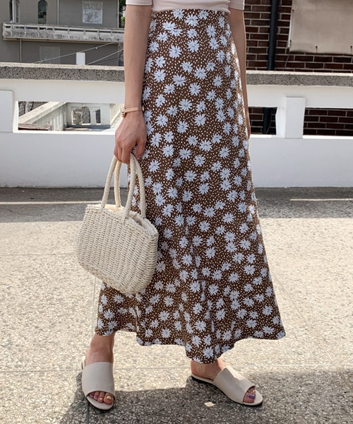 DHOLIC（ディーホリック）の「ドットフローラルスカート（スカート・レディース・グリーン/その他/ブラウン・FREE）」の2枚目の写真