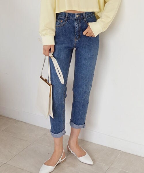 DHOLIC（ディーホリック）の「テーパードハイウエストデニムパンツ（デニムパンツ・レディース・ブルー/その他・S/M/L）」の2枚目の写真