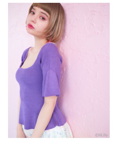 lilLilly(リルリリー)の「ヘムフレアニットトップ(トップス・レディース・LT PINK/PURPLE/PINK/RED・FREE)」の11枚目の写真