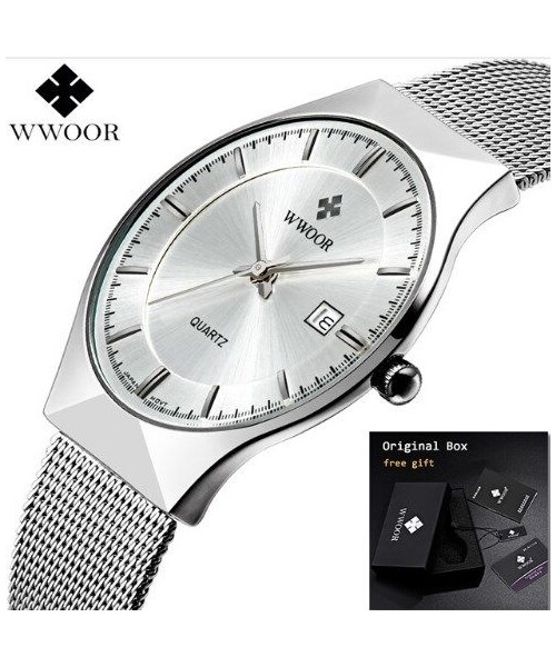 No Brand ノーブランド の Wwoor 腕時計 クォーツ 超薄型 メンズ ビジネス 防水 薄型 高級 海外ブランド アナログ腕時計 Wear