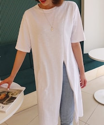 DHOLIC | ロングディープスリットTシャツ(Tシャツ/カットソー)