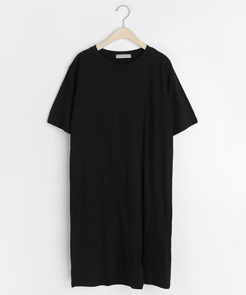 DHOLIC（ディーホリック）の「ロングディープスリットTシャツ（Tシャツ/カットソー・レディース・ホワイト/ブラック・FREE）」の2枚目の写真