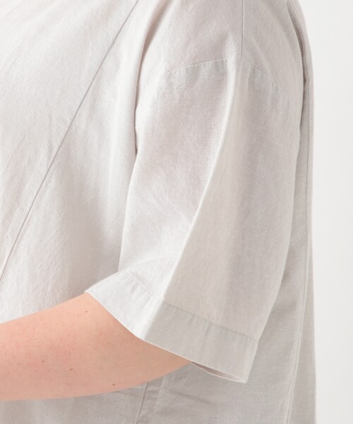 studio CLIP（スタディオクリップ）の「綿麻ウエスト切り替えワンピース[WEB限定プラスサイズ]（その他・ライトグレー/ブラック/アイボリー/ブルー）」の10枚目の写真