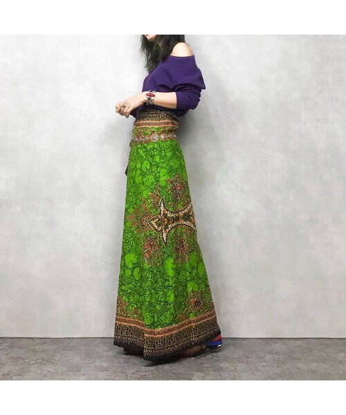 USED（ユーズド）の「Melon Green Winding maxi  skirt（スカート・レディース・その他）」の3枚目の写真