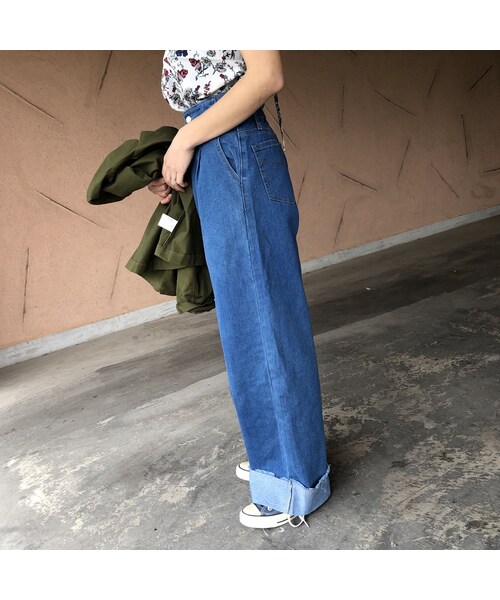 copine(コピン)の「裾ロールアップ!ハイウエストワイドデニムパンツ【クリックポスト対象商品】(デニムパンツ・レディース・その他)」の6枚目の写真