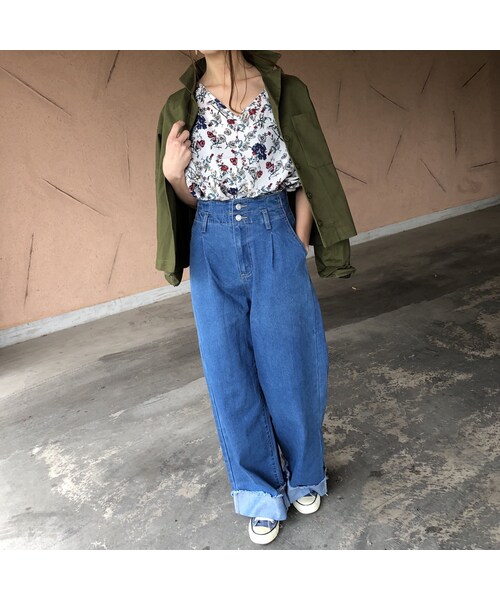 copine(コピン)の「裾ロールアップ!ハイウエストワイドデニムパンツ【クリックポスト対象商品】(デニムパンツ・レディース・その他)」の4枚目の写真
