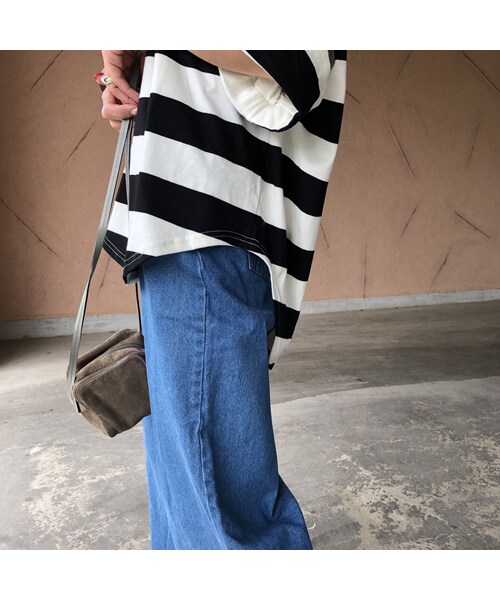 copine（コピン）の「BIGシルエット！袖ロールアップ太ボーダーTシャツ【クリックポスト対象商品】（Tシャツ/カットソー・レディース・その他）」の6枚目の写真