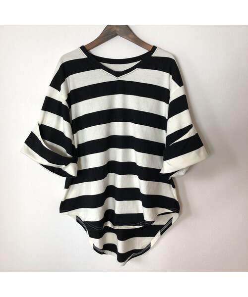 copine（コピン）の「BIGシルエット！袖ロールアップ太ボーダーTシャツ【クリックポスト対象商品】（Tシャツ/カットソー・レディース・その他）」の13枚目の写真