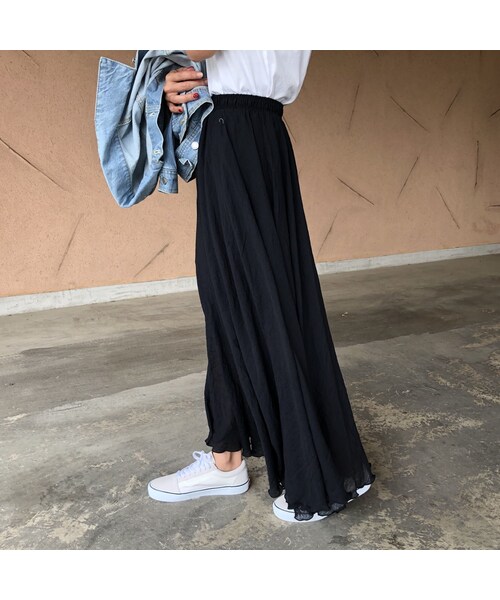 copine（コピン）の「再入荷！柔らかガーゼ素材！ふんわりロングスカート (2color)【クリックポスト対象商品】（スカート・レディース・その他）」の12枚目の写真