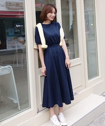 DHOLIC | ウエストマーク半袖スウェットワンピース(ワンピース)