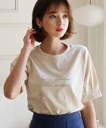 DHOLIC | レタリングタック半袖Tシャツ(Tシャツ/カットソー)