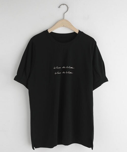 DHOLIC（ディーホリック）の「レタリングタック半袖Tシャツ（Tシャツ/カットソー・レディース・ベージュ/ブラック/ホワイト/グリーン・FREE）」の3枚目の写真