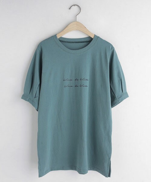 DHOLIC（ディーホリック）の「レタリングタック半袖Tシャツ（Tシャツ/カットソー・レディース・ベージュ/ブラック/ホワイト/グリーン・FREE）」の4枚目の写真