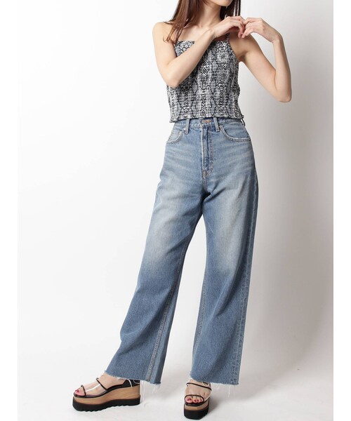 EVRIS（エヴリス）の「シンプルバギーDENIMパンツ（デニムパンツ・ホワイト/アイスブルー・M/S）」の20枚目の写真