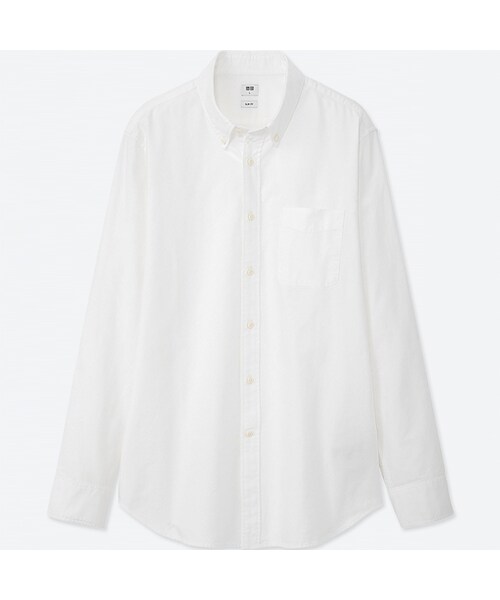 UNIQLO（ユニクロ）の「オックスフォードスリムフィットシャツ（ボタンダウン・長袖）（シャツ/ブラウス・メンズ・PINK 12/OFF WHITE 01/BLUE 68/BLUE 64/GRAY 06・3XL/XS/XL/M/S/4XL/L/XXL）」の2枚目の写真
