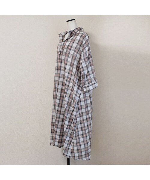 no brand（ノーブランド）の「[ RE-ARRIVAL ]チェックオーバーシャツOP（ワンピース・レディース・その他）」の11枚目の写真