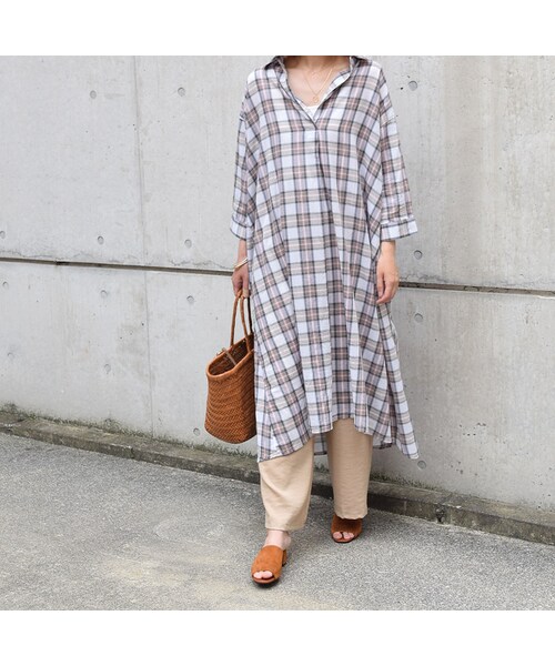 no brand（ノーブランド）の「[ RE-ARRIVAL ]チェックオーバーシャツOP（ワンピース・レディース・その他）」の2枚目の写真