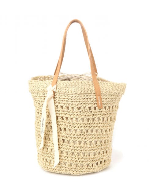 studio CLIP（スタディオクリップ）の「ペーパー透かし編みトートバッグ（バッグ・ブラック/オレンジ/ナチュラル/キャメル）」の3枚目の写真